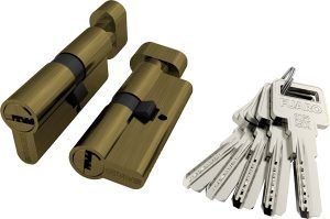 Цилиндровый механизм с вертушкой R602/70 mm (30+10+30) AB бронза 5 кл.