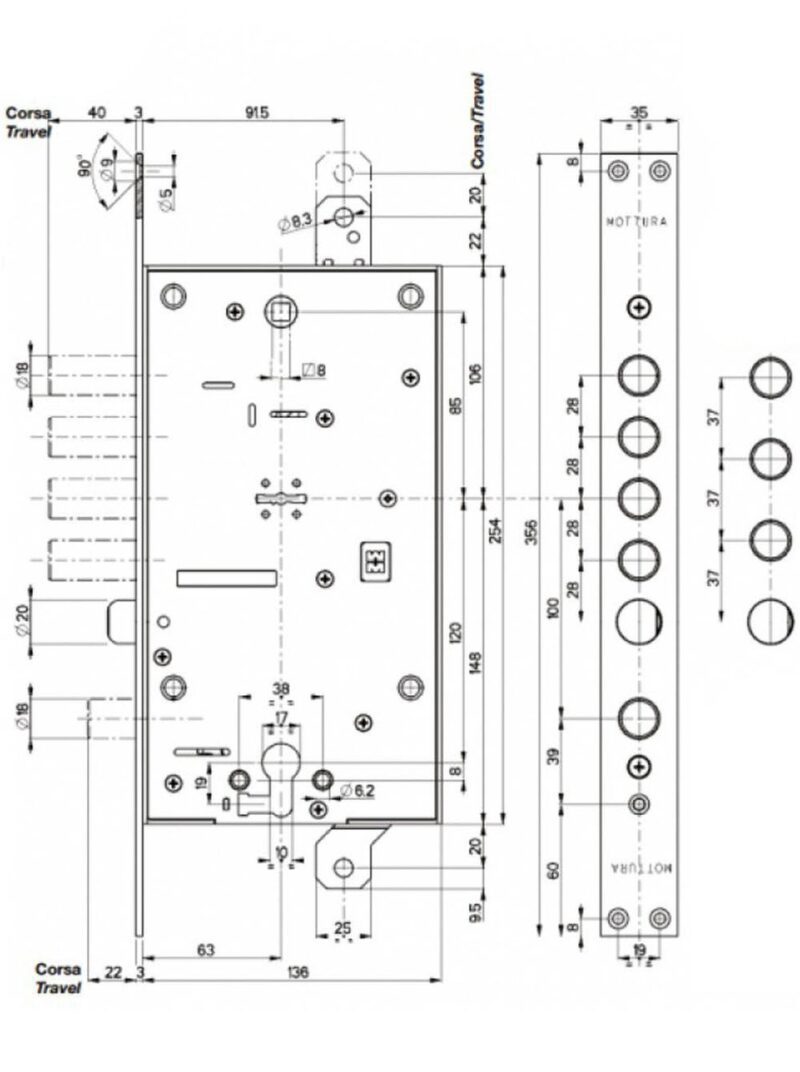 Замок врезной двухсистемный 54.J797-D MyKey (правый) перекодировка с торца (накладки CR), ключ 50 мм — изображение 2