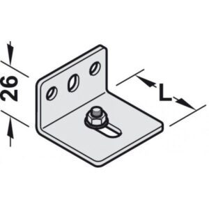 Уголок для крепления ходовой шины к стене, сталь оцинкованная 26х44мм