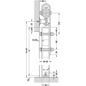 Набор фурнитуры Design 100-S для одногодверного полотна 2 м,стальной цвет черный