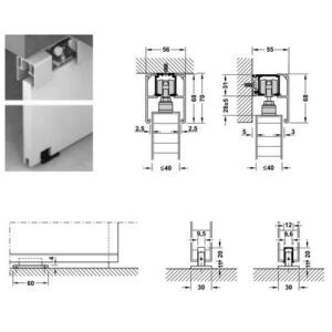 Комплект фурнитуры Slido Classic 120-P, весом дверного полотна до 120кг, ширина ≥ 681 мм, с 1-сторонней доводчиком, ходовой шиной 2 м