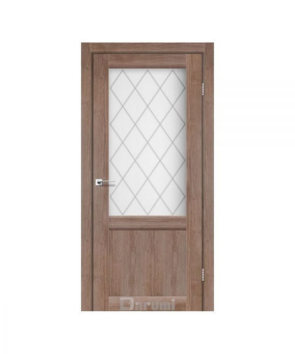 Межкомнатные двери Даруми модель GALANT GL-01 Орех бургун стекло Сатин белый + ромб графит D1