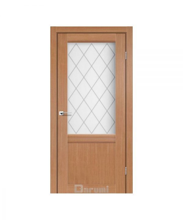 Межкомнатные двери Даруми модель GALANT GL-01 Дуб натуральный стекло Сатин белый + ромб графит D1