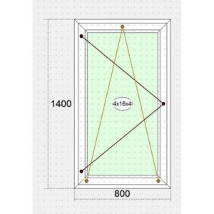 Одностворчатое металлопласт. окно 800 х 1400