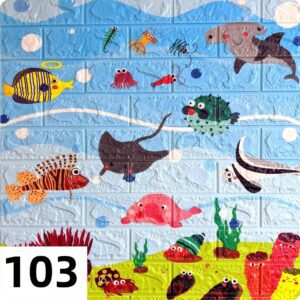 Самоклеющиеся 3д панели Детские 700*770мм цвет 103 (Подводный мир)