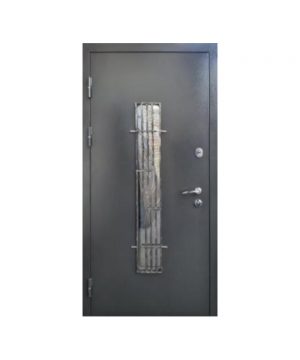 Входные двери форт Стандарт Метал/МДФ Стеклопакет + Ковка 960 Л Улица антрацит