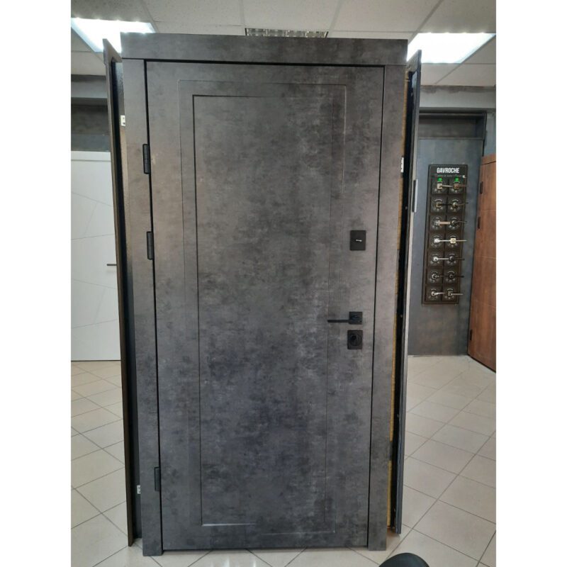 Входные двери Qdoors  Ультра Мироу  - 950 Пр мрамор темный белая эмаль+зеркало