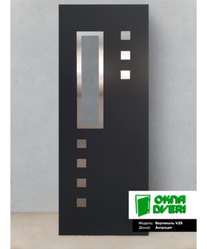 Металлопластиковая HPL дверь V25 850x2050 Ideal 4000 (дверной профиль) антрацит наружная ламинация
